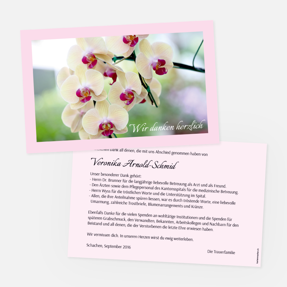 Danksagungskarte Weisse Orchideen